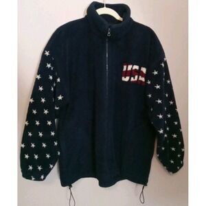 Bear Ridge Outfitters USA Red White Blue Zip Long Sleeve Fleece Jacket Size L